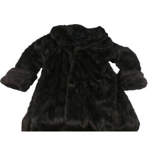 Komitor Faux Fur Coat Women’s Vintage Brown Long Jacket Size Approx 36
